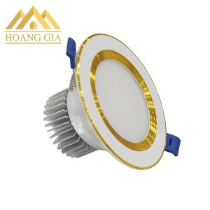 mẫu đèn led âm trần 3 màu 7w số 1 Đèn led âm trần 3 màu 7w viền vàng