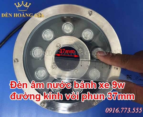 Đèn led âm nước bánh xe 9w đường kính vòi phun 37mm