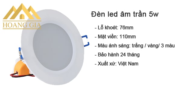 Đèn led âm trần 5w