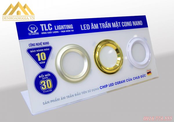 Bảng mẫu đèn led âm trần mặt cong Nano Gold