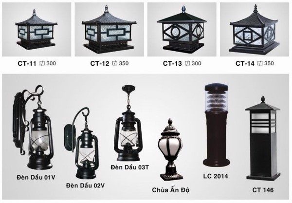 Đèn trụ cổng ngoài trời đa dạng về mẫu mã bạn dễ dàng chọn lựa để lắp đặt cho cổng nhà và sân vườn