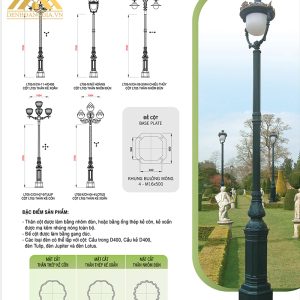 Thông số kỹ thuật cột đèn trụ sân vườn HGA-DC05B