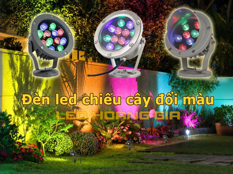Đèn led chiếu cây đổi màu