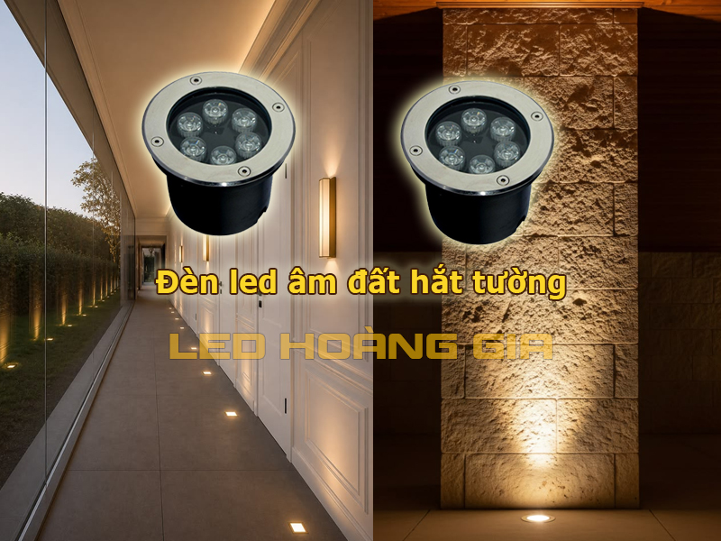 Lắp đèn led âm đất hắt tường