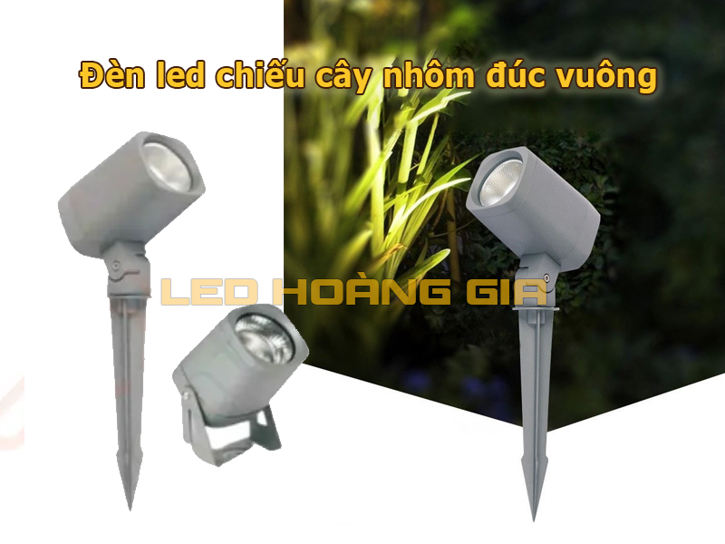 Đèn led chiếu cây nhôm đúc vuông