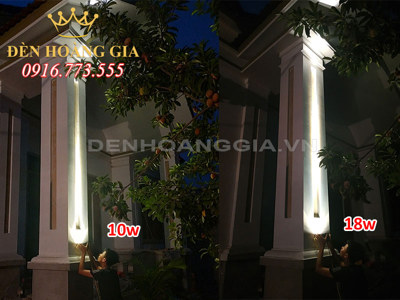 So sánh đèn led rọi cột 10w và 18w