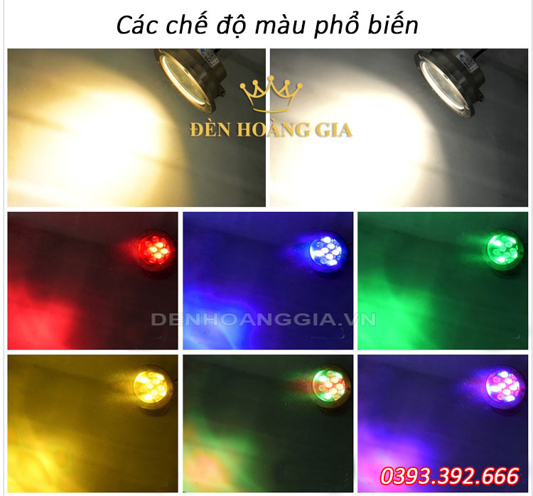 Các chế độ màu ánh sáng đèn led âm nước phổ biến