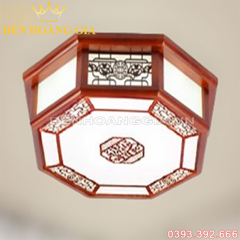 Đèn led mâm ốp trần gỗ Bát giác Tài Phú Rolux-DMGBG8825