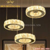Đèn led thả pha lê 3 vòng tròn Rolux-DLT3VPL01