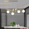 Đèn Led thả trang trí 2 con chim sứ 4 bóng Gold Rolux-DLT4B8816G