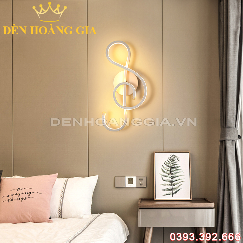 Đèn Led tường hiện đại Decor 3D hình Nốt Nhạc Rolux-DTHD3D001