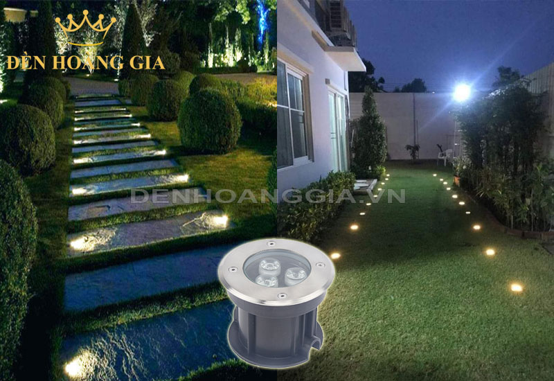 Chiếu sáng lối đi sân vườn với đèn led âm đất hình tròn