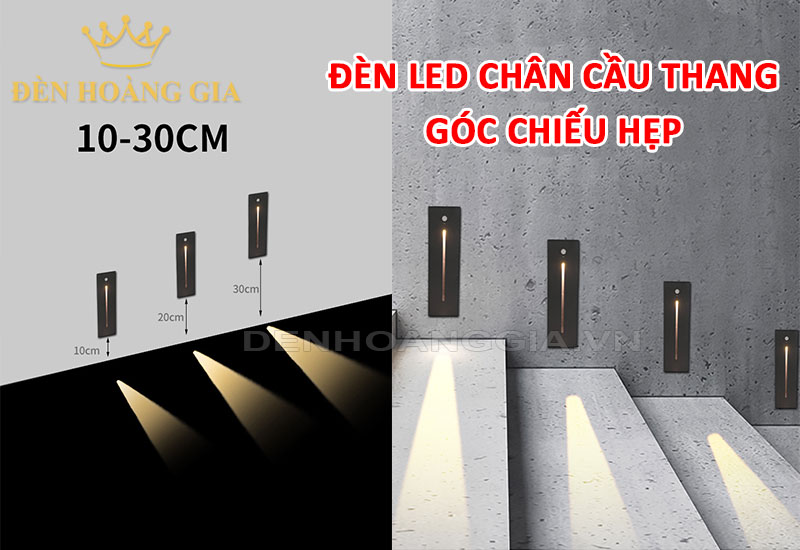 Đèn led chân cầu thang góc chiếu hẹp tạo ra chùm tia sáng nhỏ