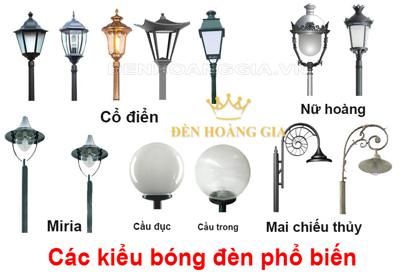 Các kiểu bóng đèn cho cột 1 bóng