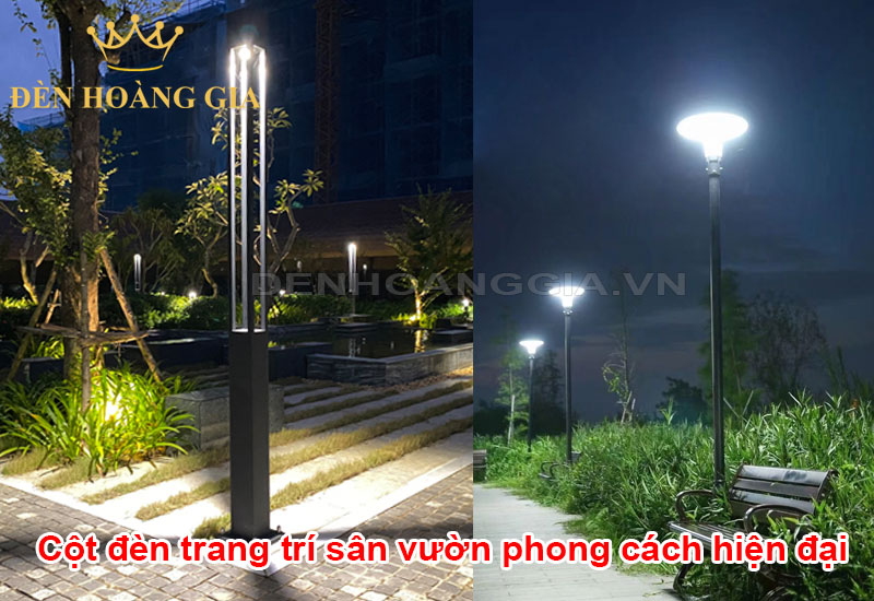 Cột đèn sân vườn phong cách hiện đại