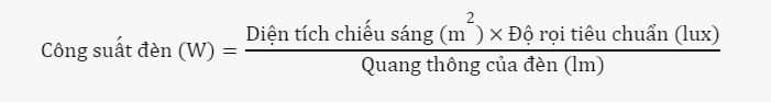 Công thức tính công suất đèn