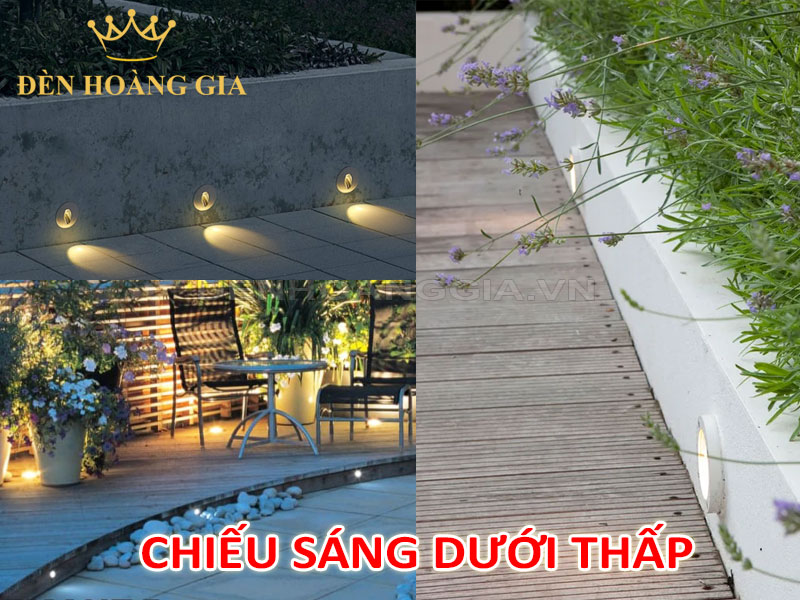 Các ý tưởng chiếu sáng từ dưới thấp cho đường viền sân vườn