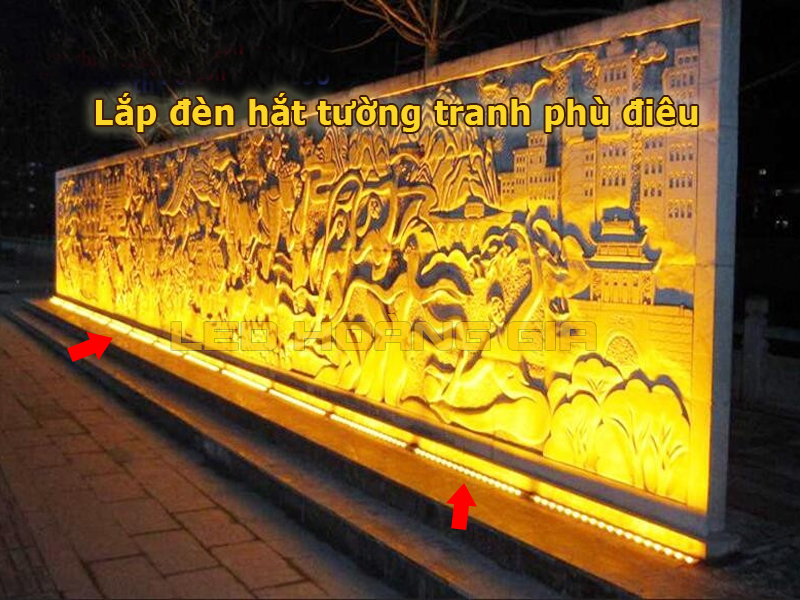 Lắp đèm hắt tường tranh phù điêu
