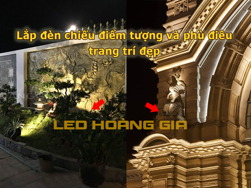 Ứng dụng lắp đèn chiếu điểm tượng và phù điêu trang trí đẹp