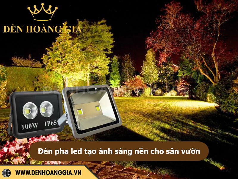 Đèn pha led tạo ánh sáng nền cho sân vườn