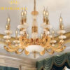 Đèn chùm đồng đá mạ vàng Rolux-DCDVN002-15