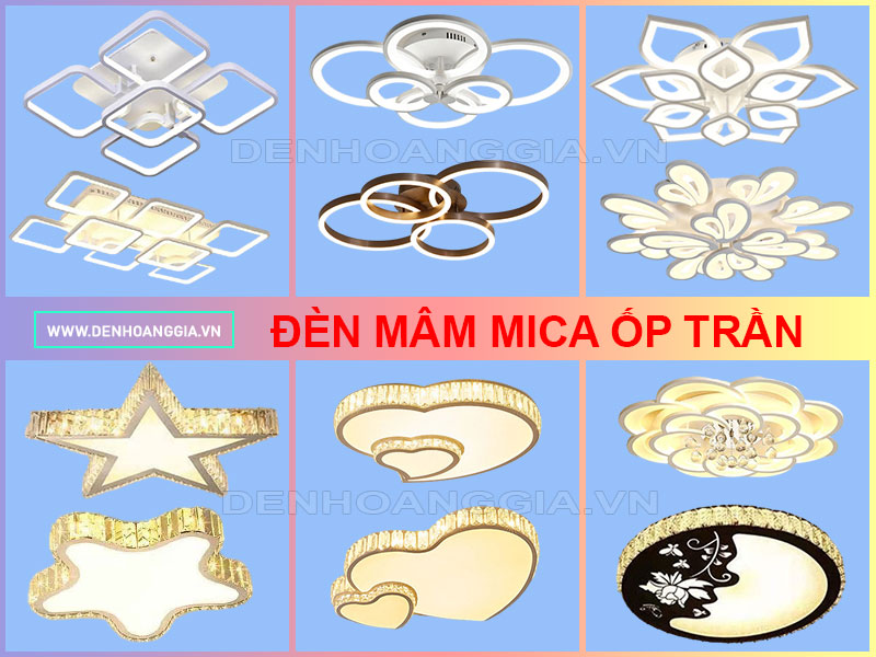 Đèn mâm mica ốp trần