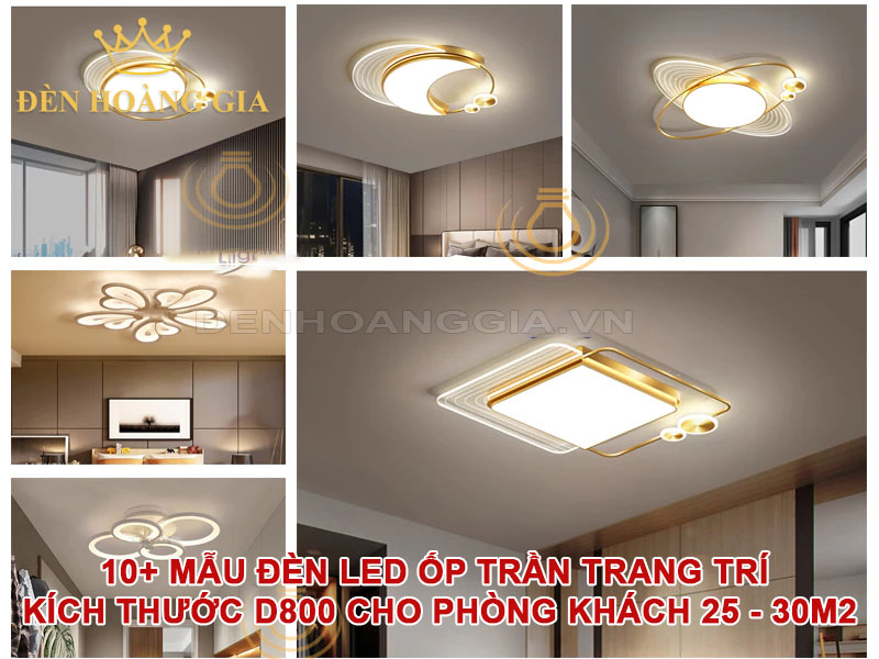 10+ mẫu đèn led ốp trần trang trí kích thước D800 cho phòng khách 25 - 30m2