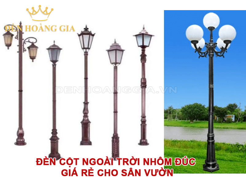 Đèn cột ngoài trời nhôm đúc giá rẻ cho sân vườn