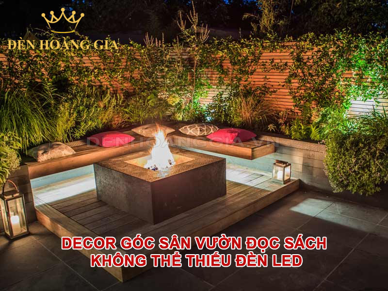 Decor góc sân vườn đọc sách không thể thiếu đèn led