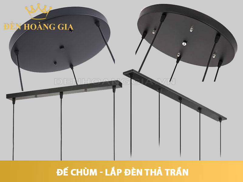 Đế chùm lắp đèn thả trần