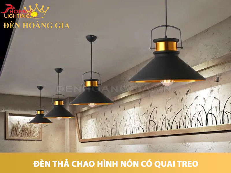 Đèn thả chao nhôm hình nón, có quai treo