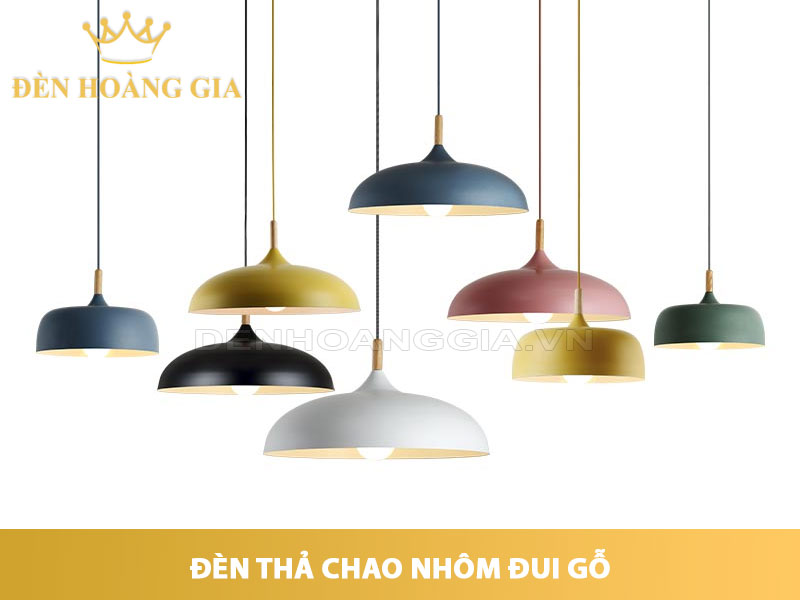 Đèn thả chao nhôm đui gỗ