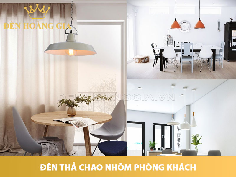 Đèn thả chao nhôm trang trí phòng khách hiện đại