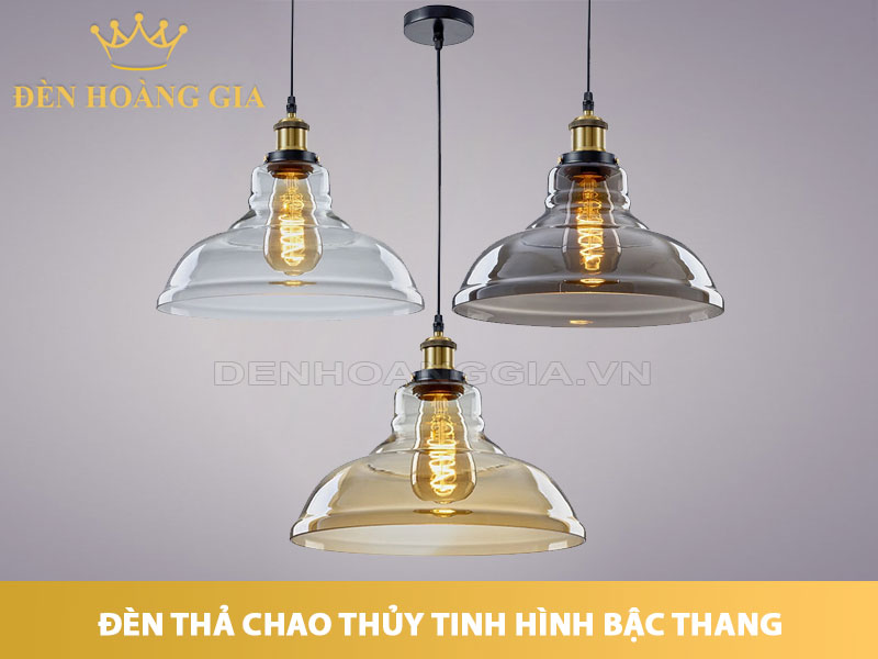 Đèn thả chao thủy tinh hình bậc thang