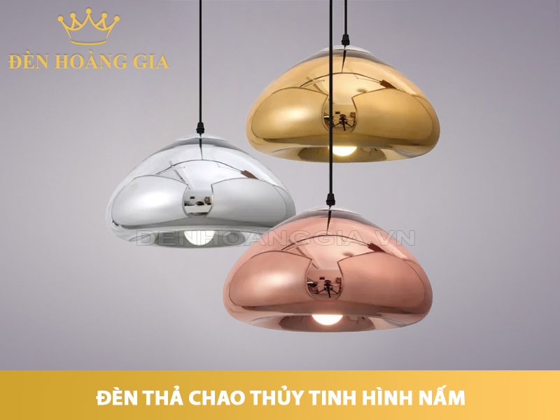 Đèn thả chao thủy tinh hình nấm
