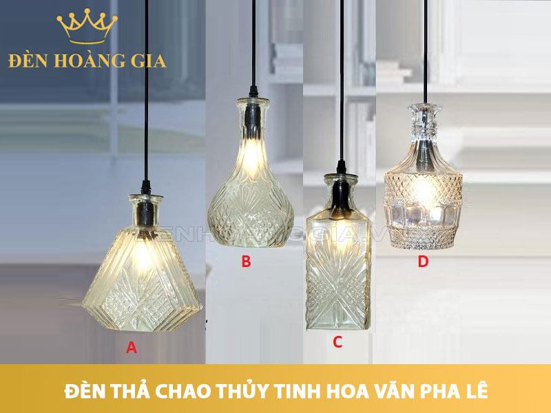 Đèn thả chao thủy tinh hoa văn pha lê