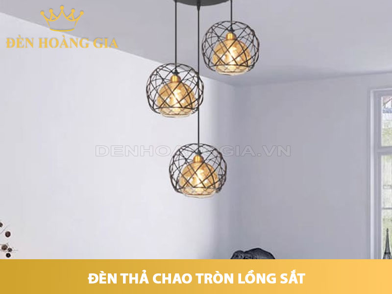 Đèn thả chao tròn lồng sắt