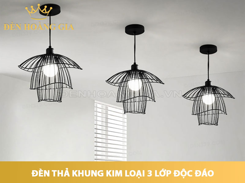 Đèn thả khung kim loại 3 lớp