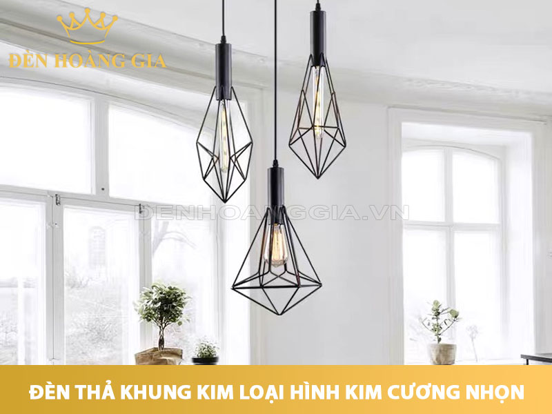 Đèn thả khung kim loại hình kim cương nhọn