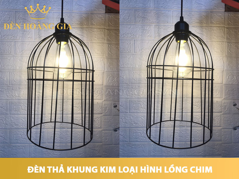 Đèn thả khung kim loại hình lồng chim