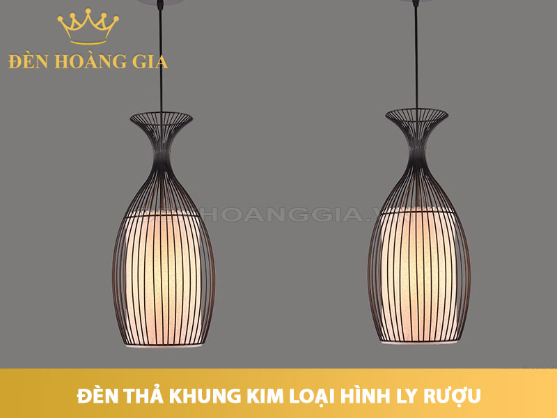 Đèn thả khung kim loại hình ly rượu