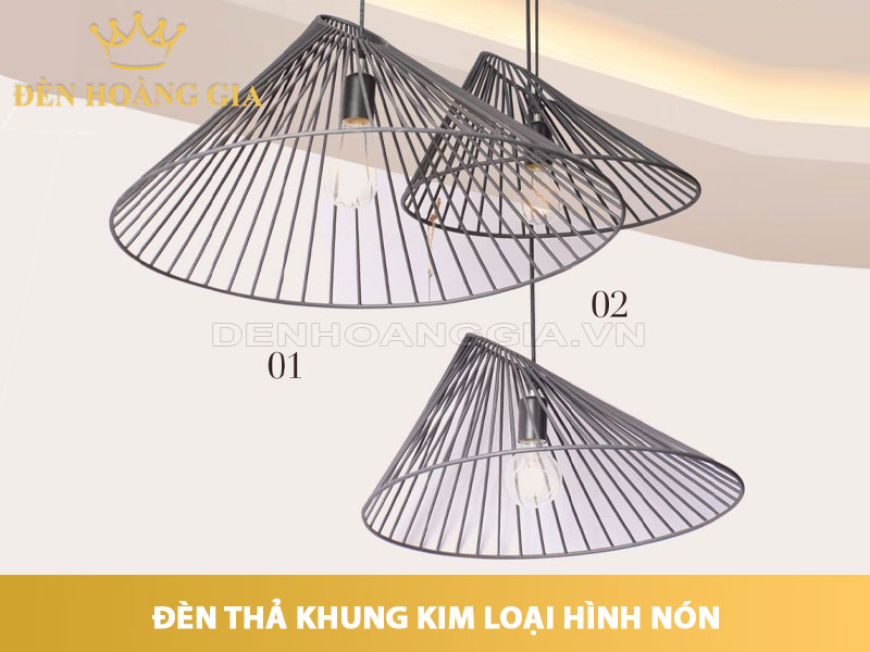 Đèn thả khung kim loại hình nón