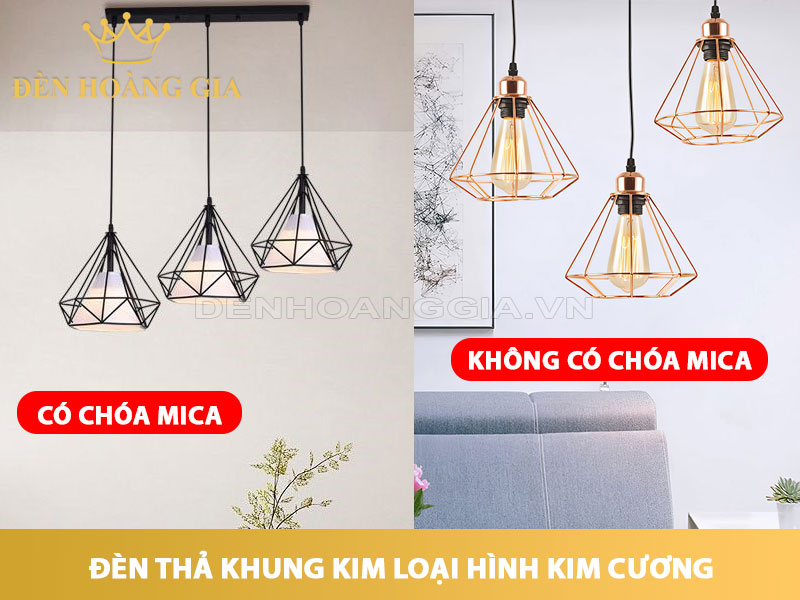 Đèn thả khung kim loại hình kim cương