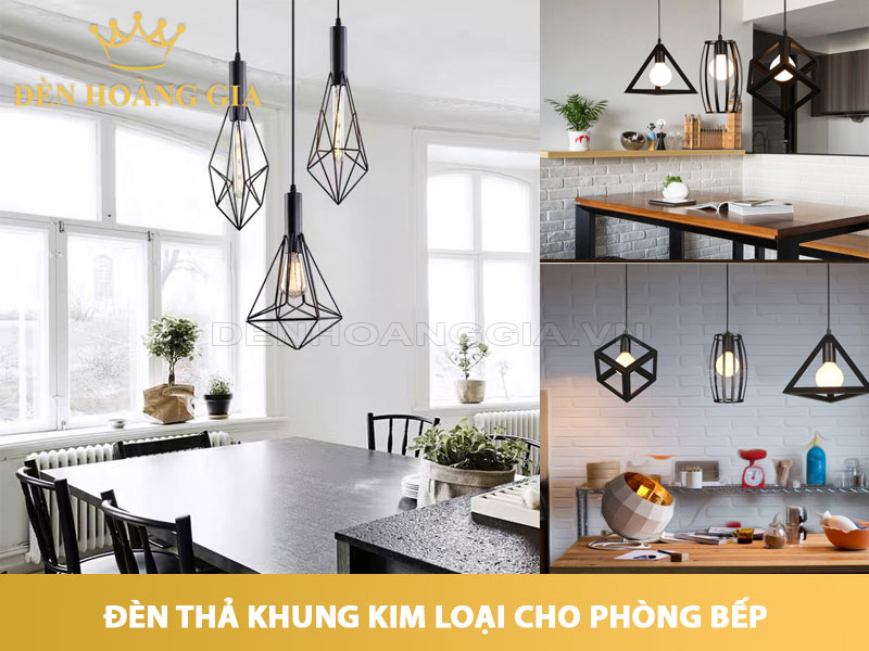Đèn thả khung kim loại treo phòng ăn