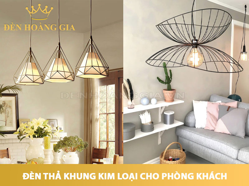 Đèn thả khung kim loại treo phòng khách