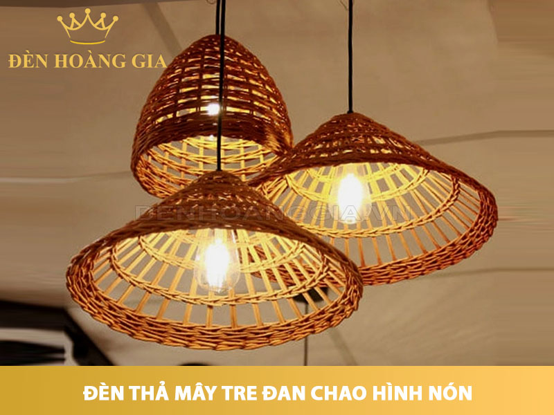 Đèn thả mây tre đan chao hình nón