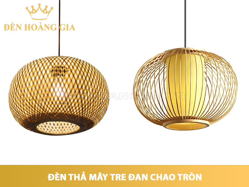 Đèn thả mây tre đan chao tròn