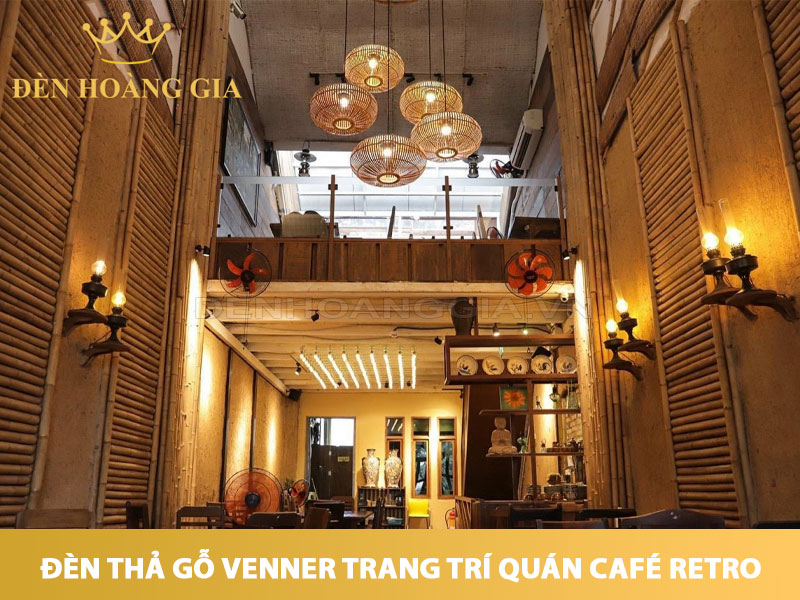Đèn thả gỗ Venner trang trí quán cafe Retro