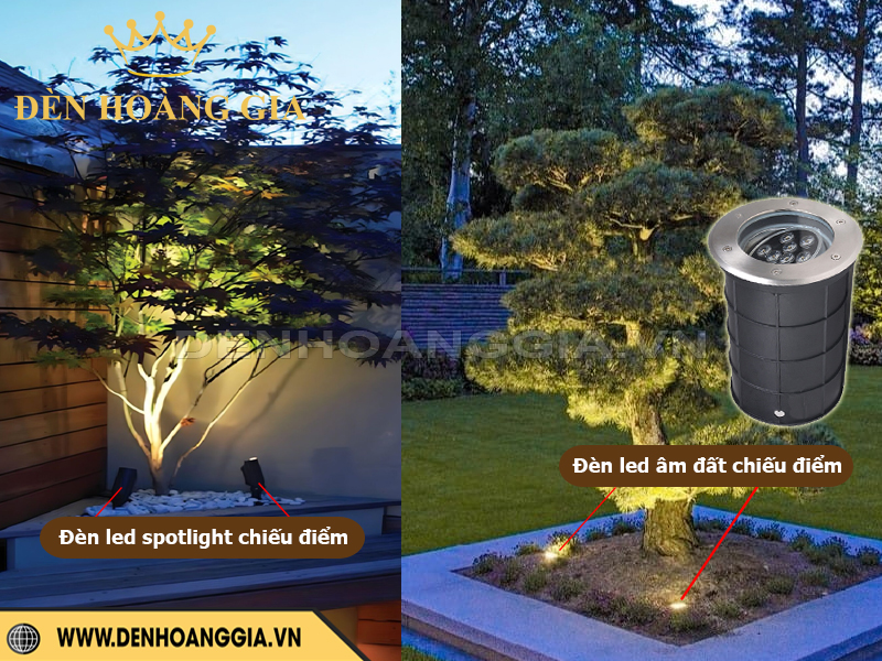 So sánh đèn led spotlight chiếu điểm và đèn led âm đất chiếu điểm