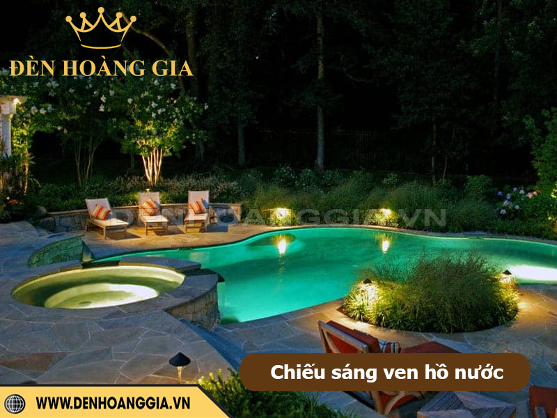 Chiếu sáng cây và tiểu cảnh ven hồ nước